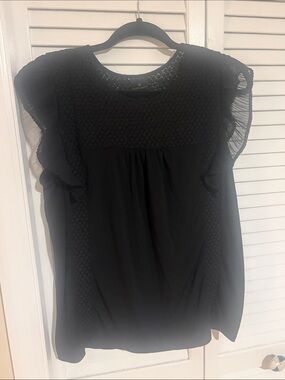 Worthington XL Black Women's Ruffle Sleeve Blouse